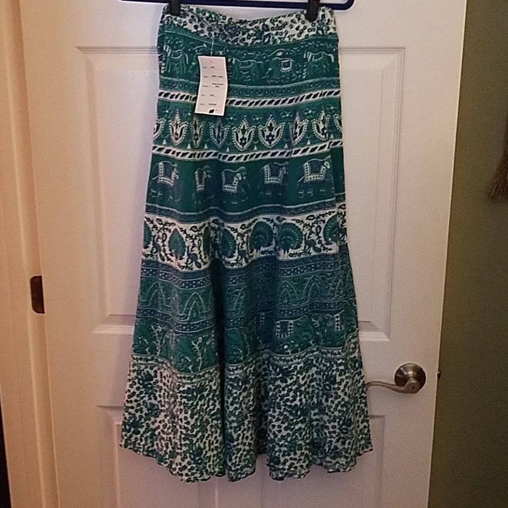 Boho Elephant Print Wrap Skirt
